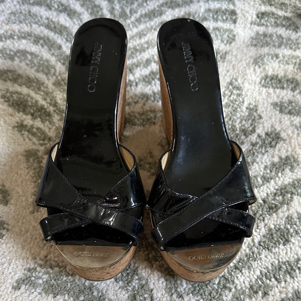 Jimmy Choo Black Women's Wedge Sandals